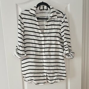 Zara Black and White Striped Shirt